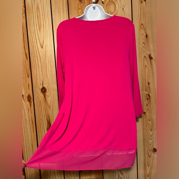 Vince Camuto Tunic 3/4 Sleeves Round Neck Crisscross Front Tunic Pink Rayon - Picture 5 of 10
